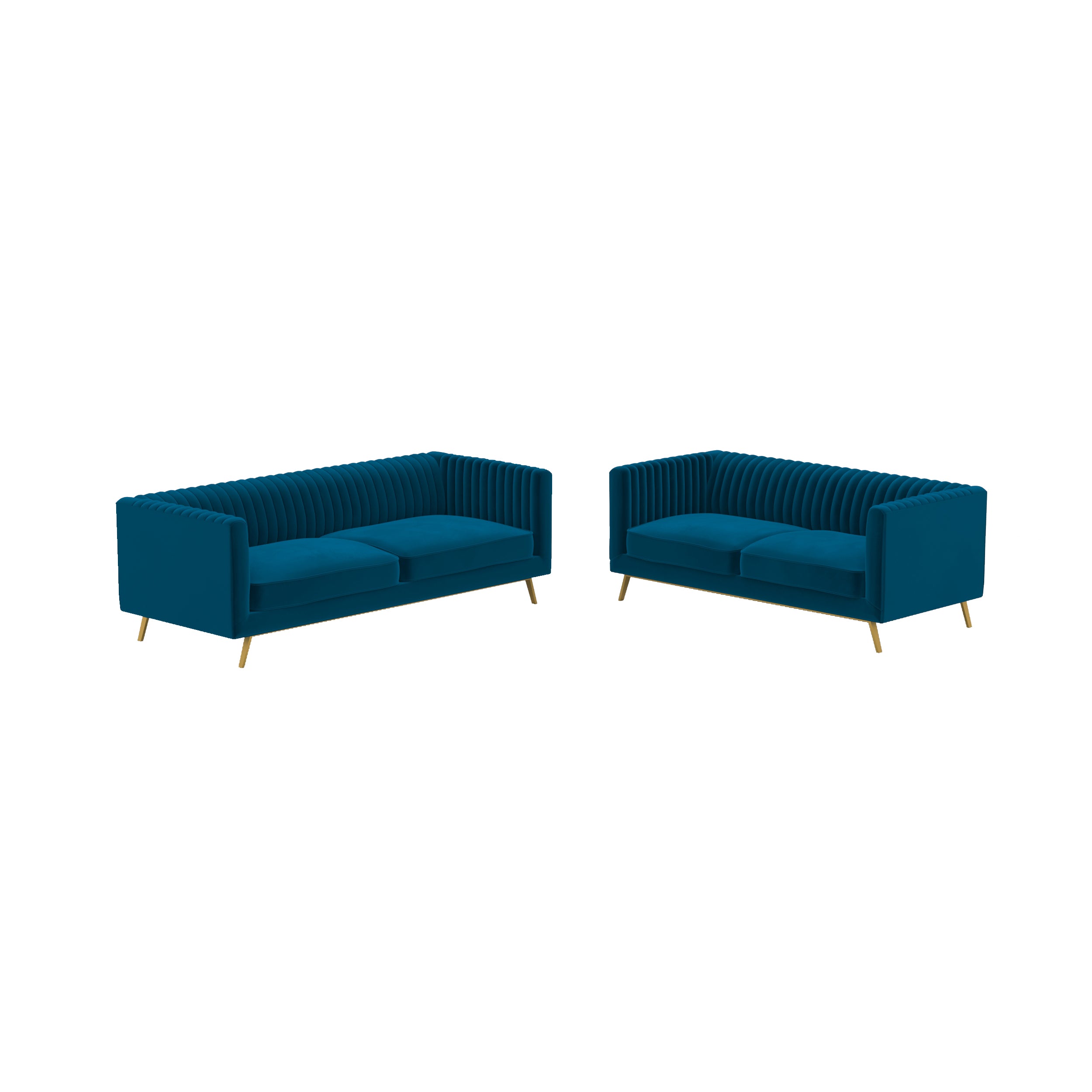 ensemble canape gatsby velours bleu 5 places fond blanc