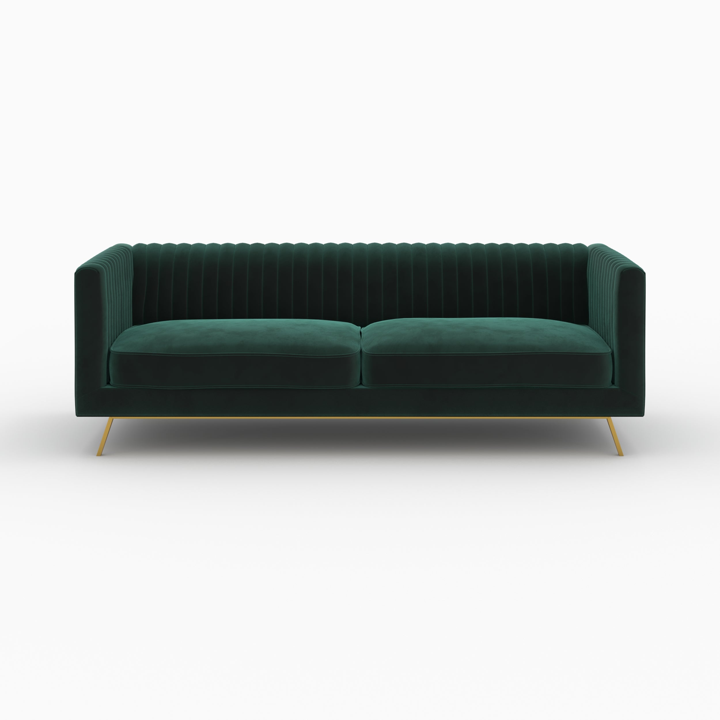 ensemble canape gatsby velours vert sapin pieds dores