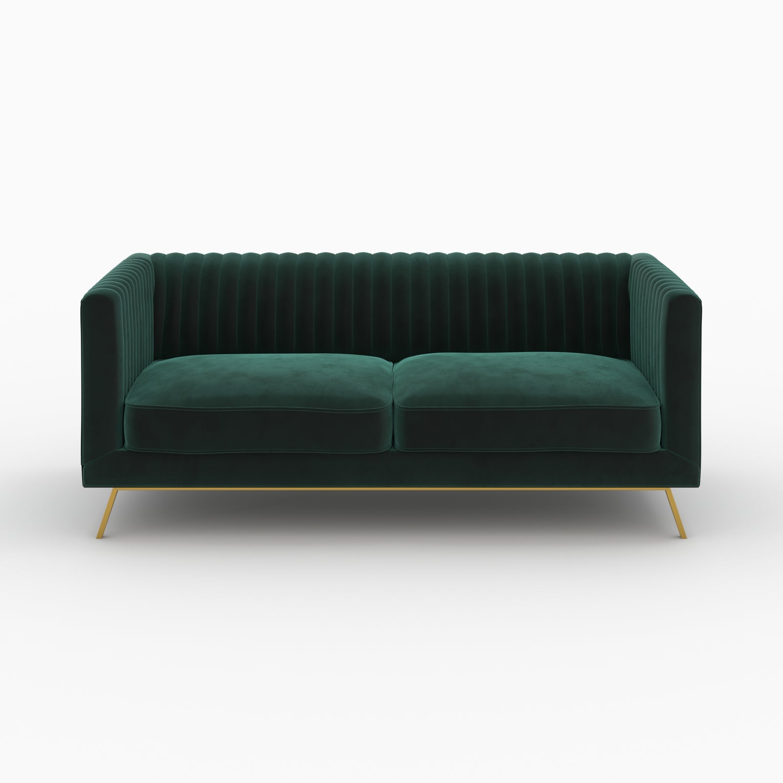 ensemble canape velours vert pieds dores