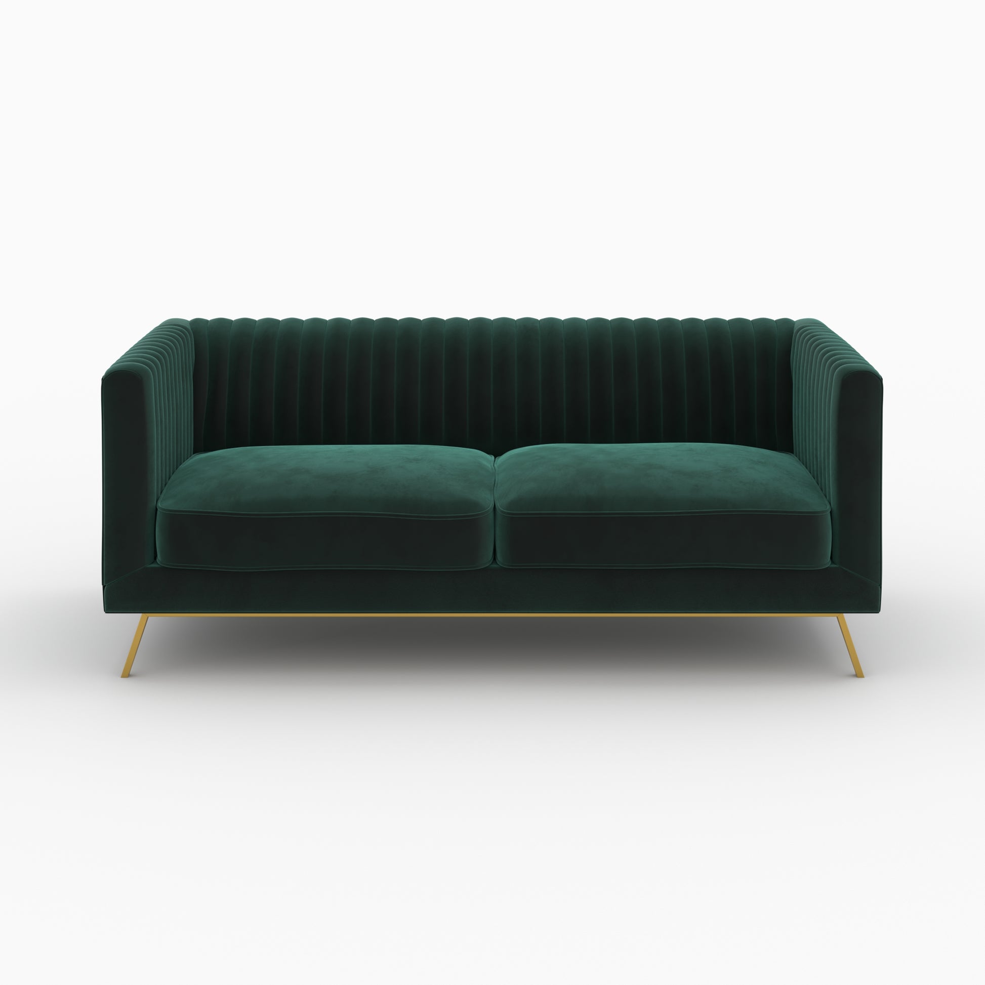 ensemble canape velours vert pieds dores