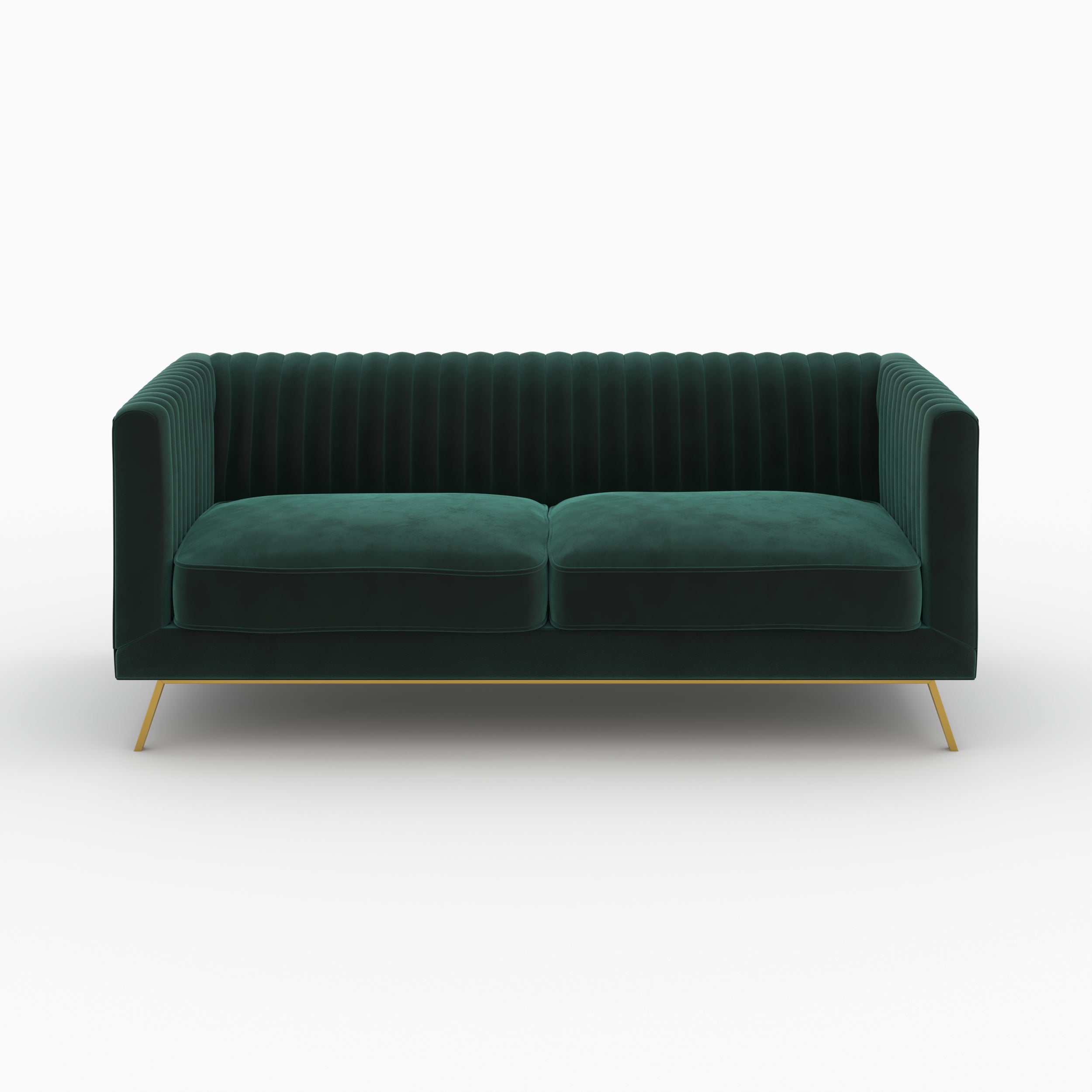 ensemble canape velours vert pieds dores