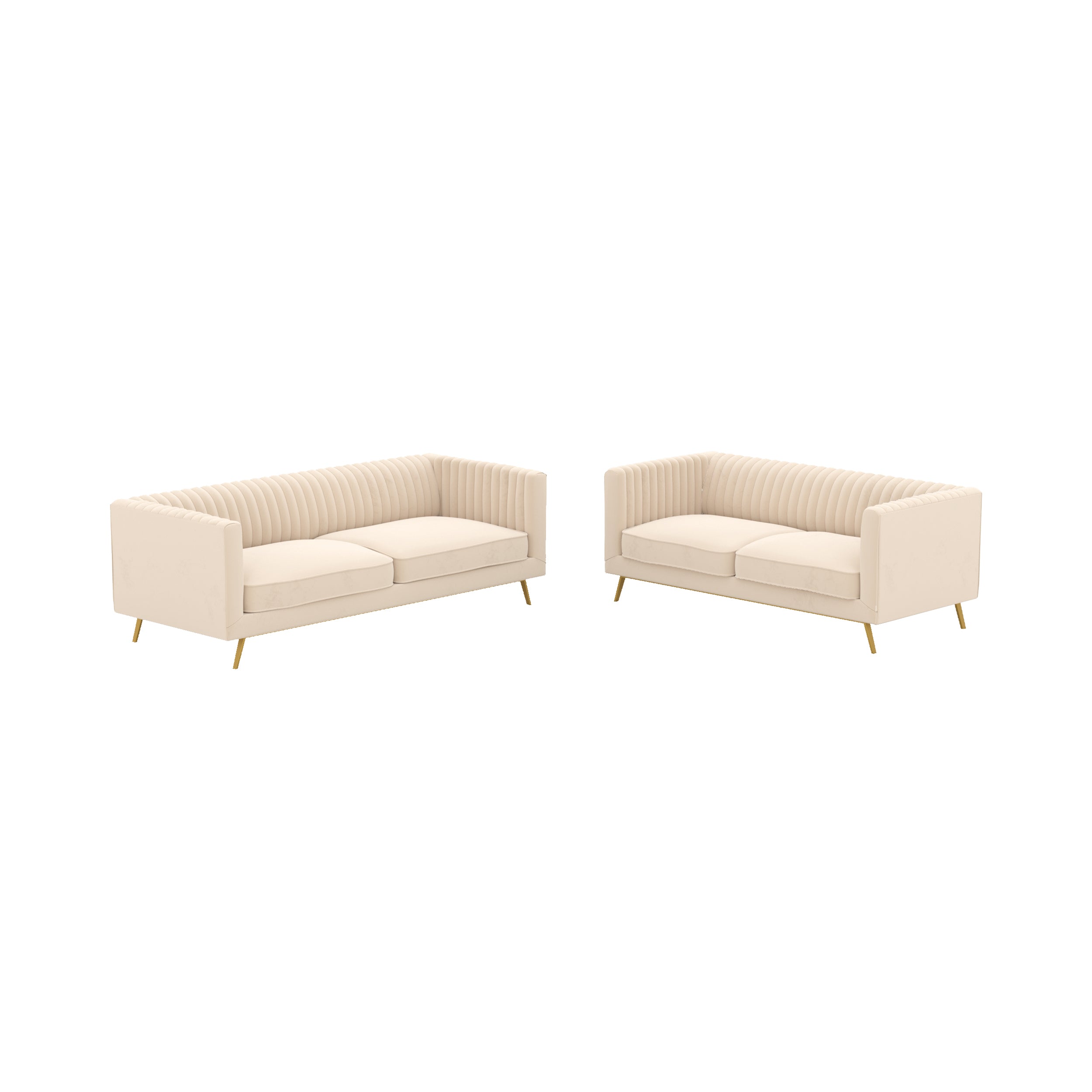 ensemble canapes en velours beige 5 places gatsby fond blanc