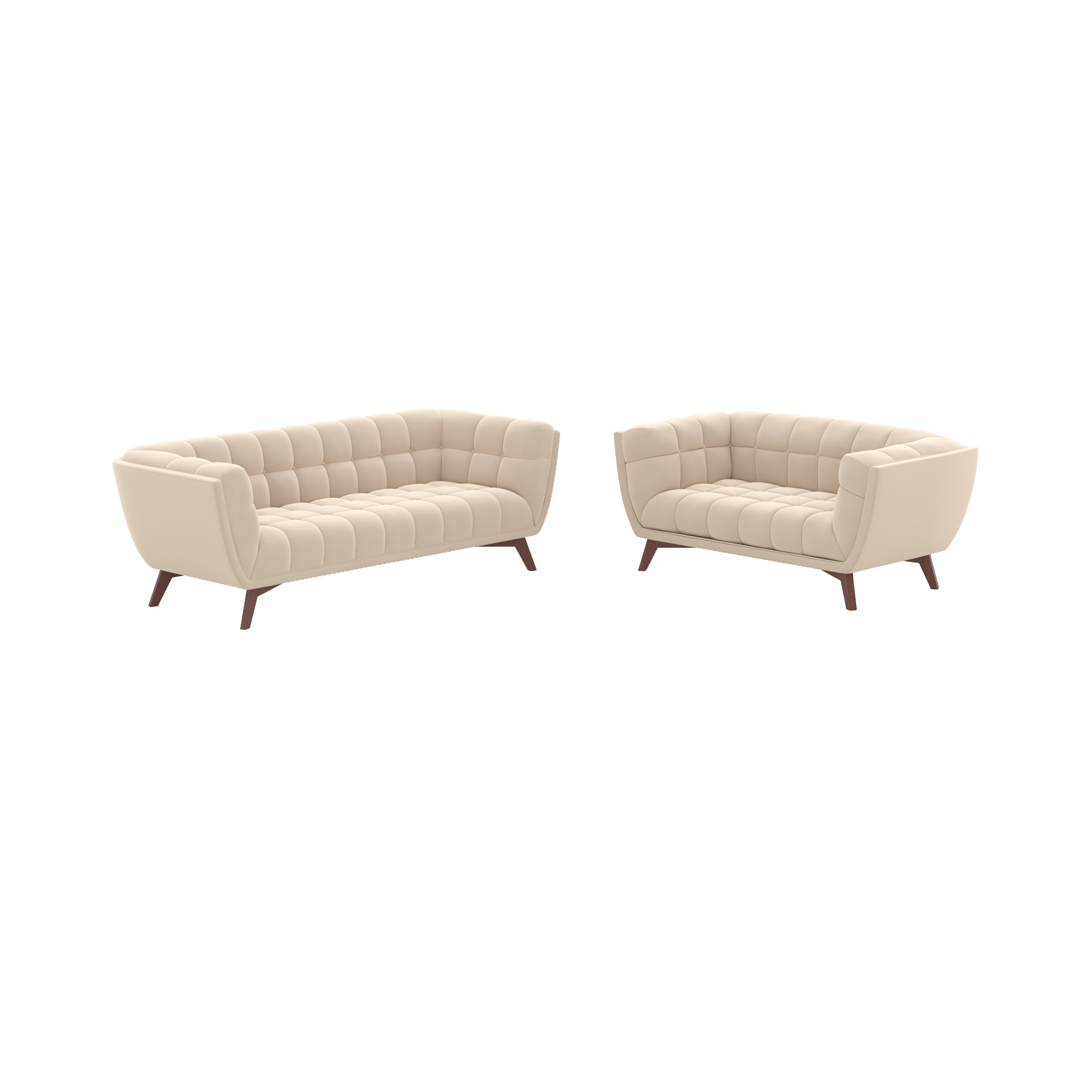 ensemble canapes en velours beige 5 places mona fond blanc