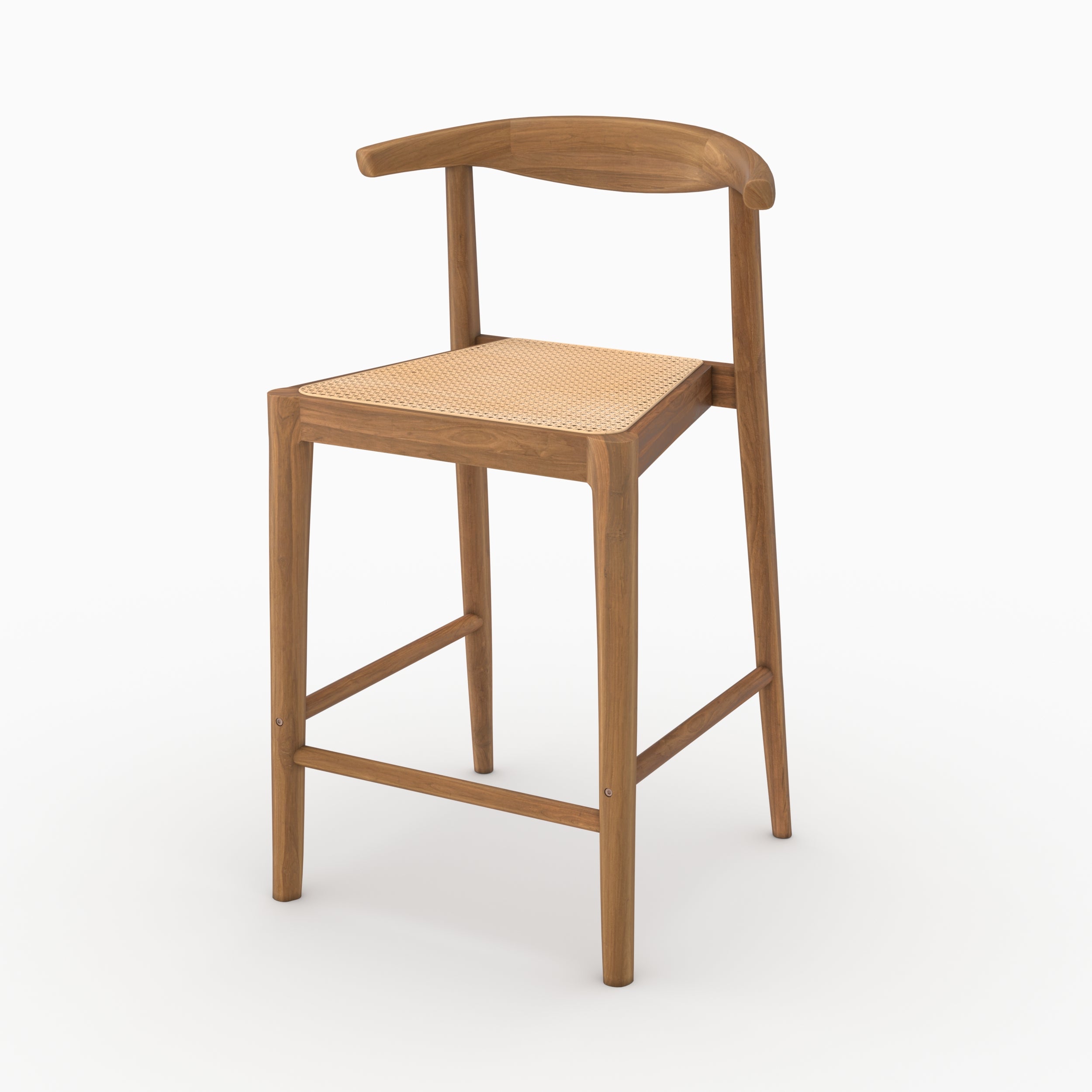 Lot de 2 chaises pour îlot central 64 cm Alia en bois de teck vernis et cannage