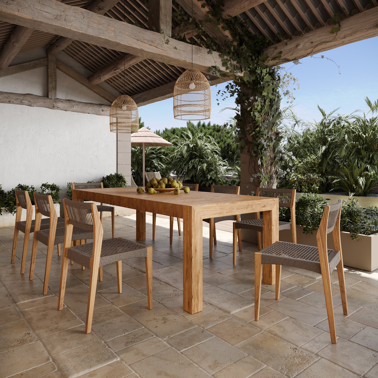 ensemble de jardin 8 personnes table et chaises bois
