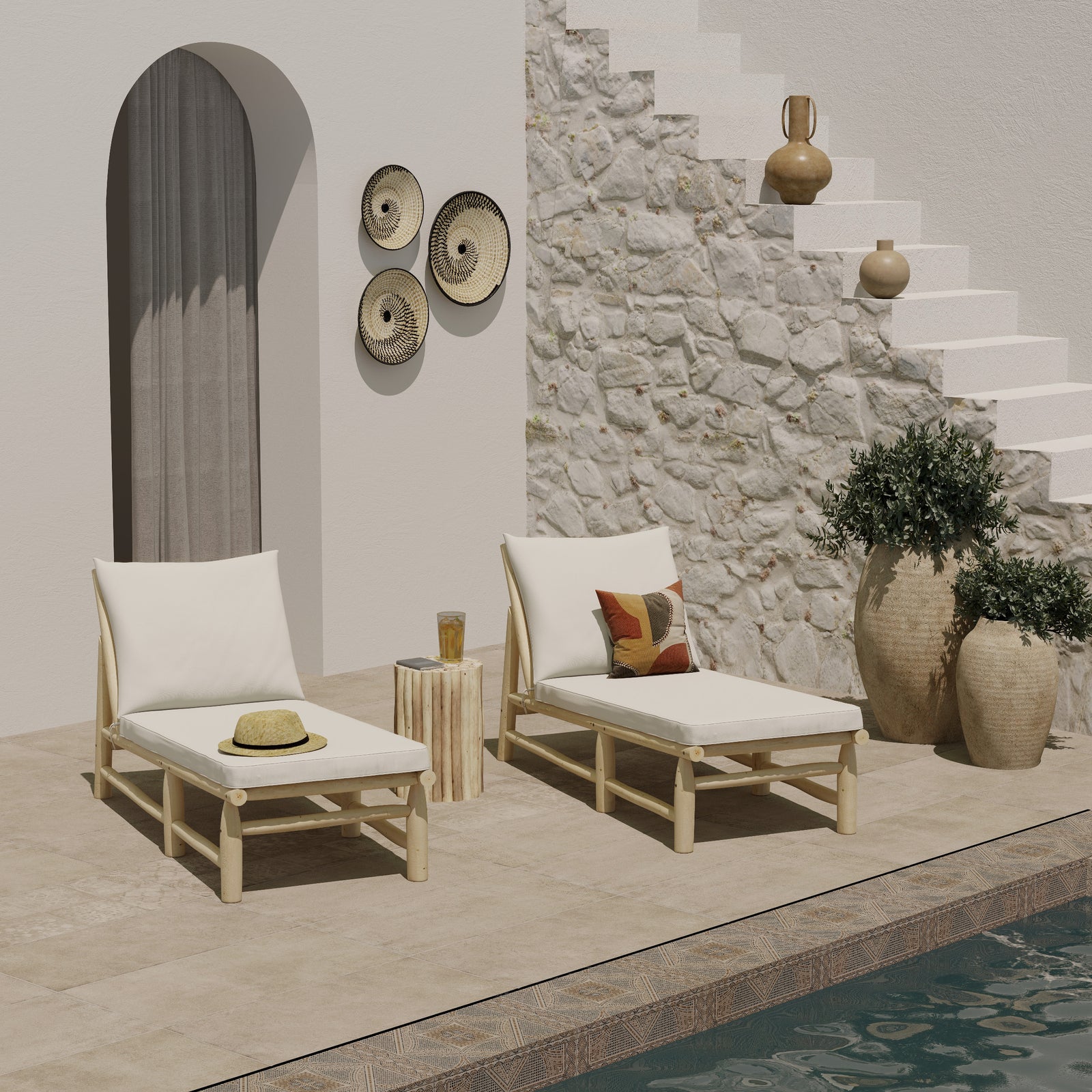 ensemble de jardin makam 2 transats 1 table appoint ambiance