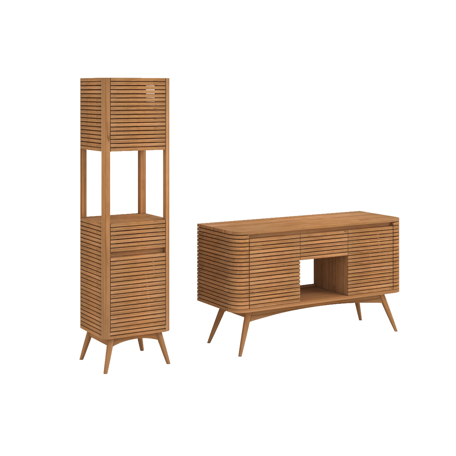 ensemble de salle de bain auguste en bois de teck 140 cm avec une niche