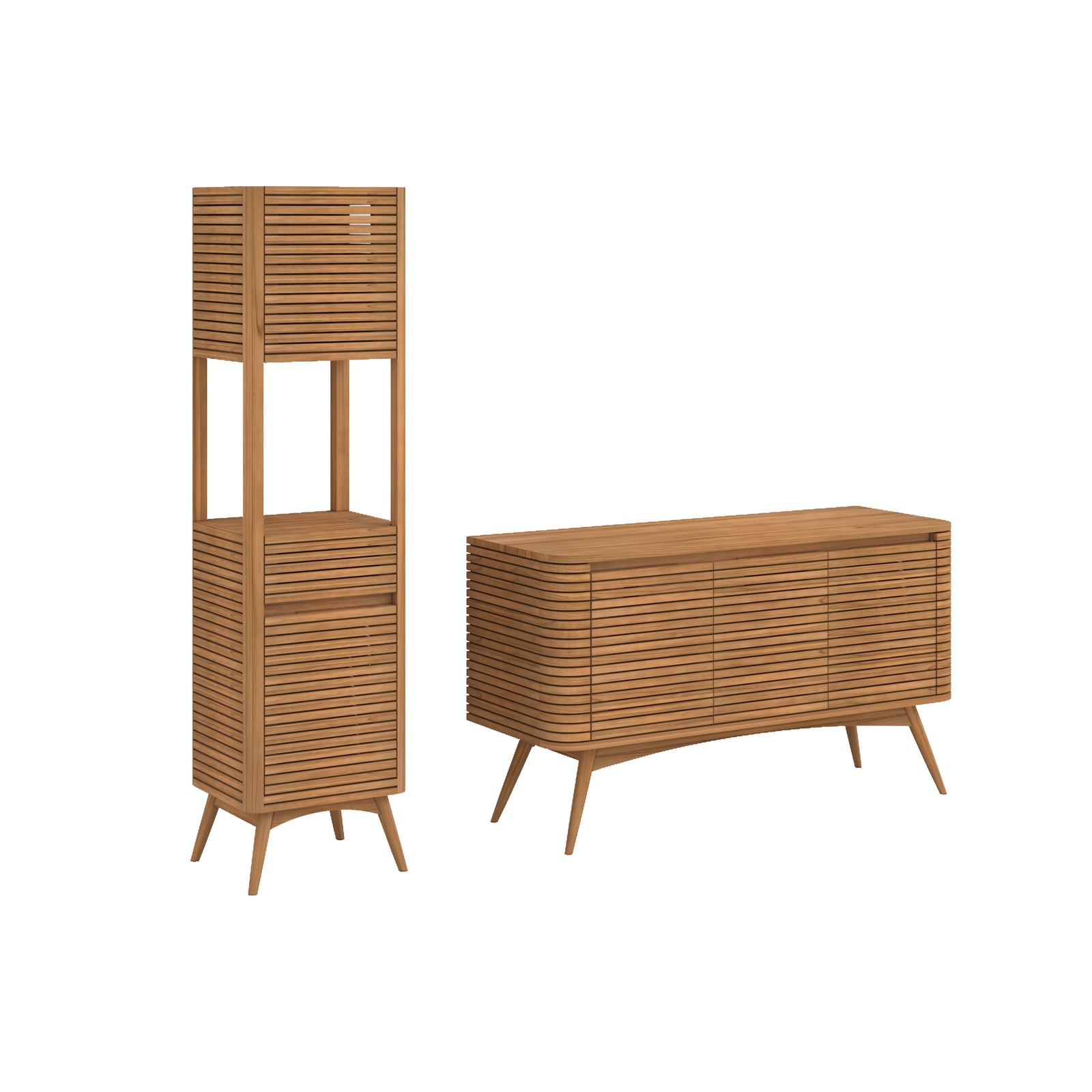 ensemble de salle de bain auguste en bois de teck 140 cm fond blanc