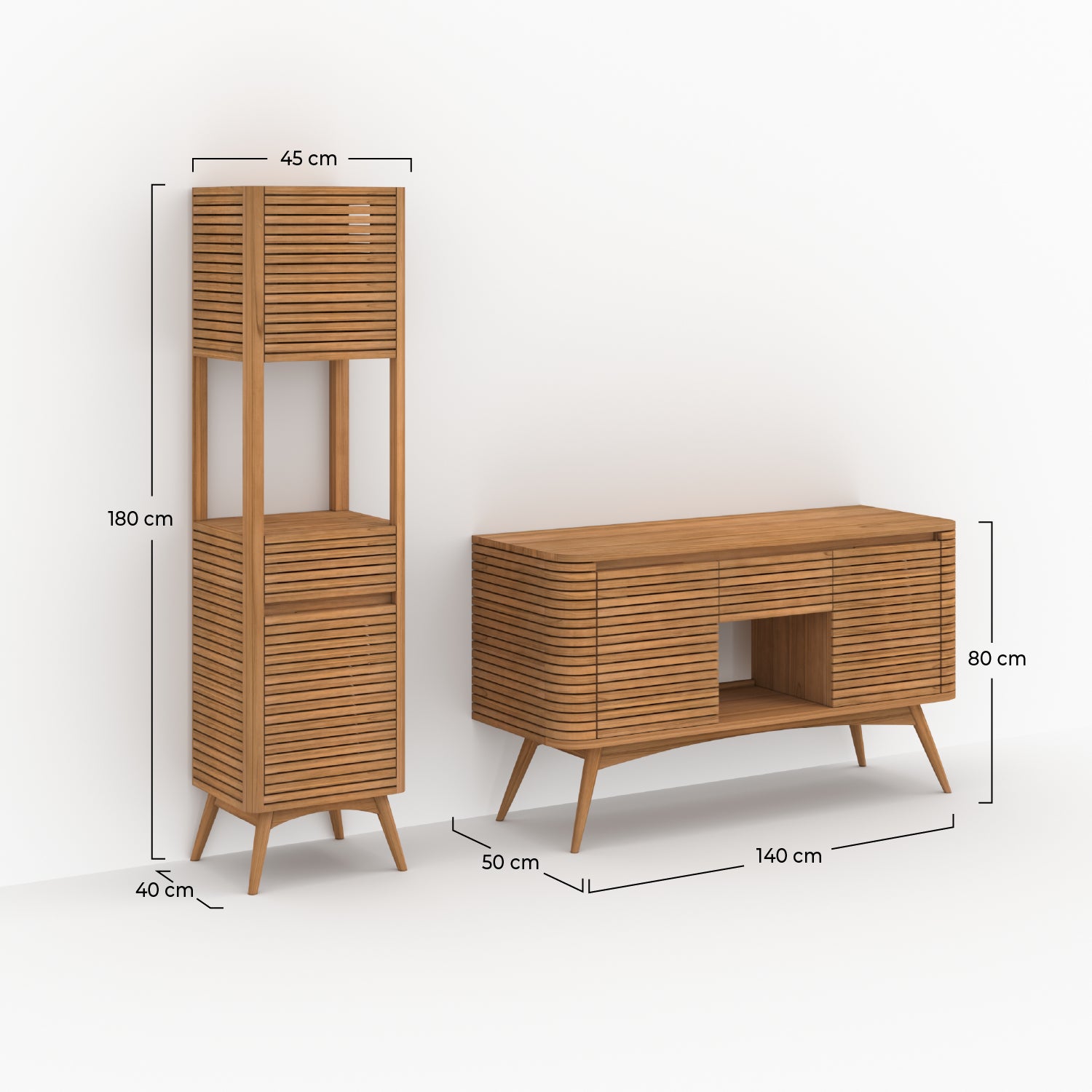 ensemble de salle de bain auguste en bois de teck avec niche rdv deco