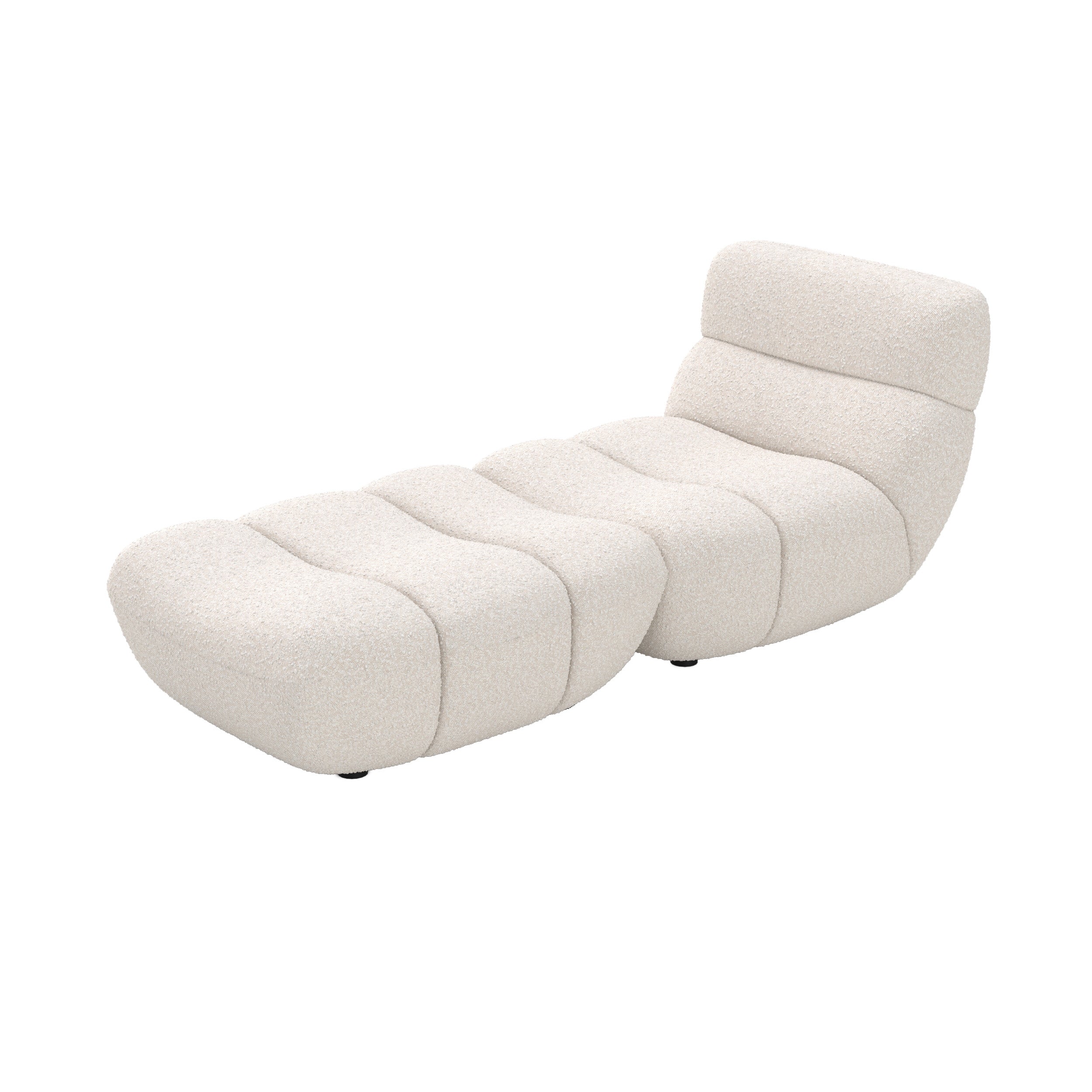 Ensemble fauteuil et pouf Teddy en tissu bouclé blanc