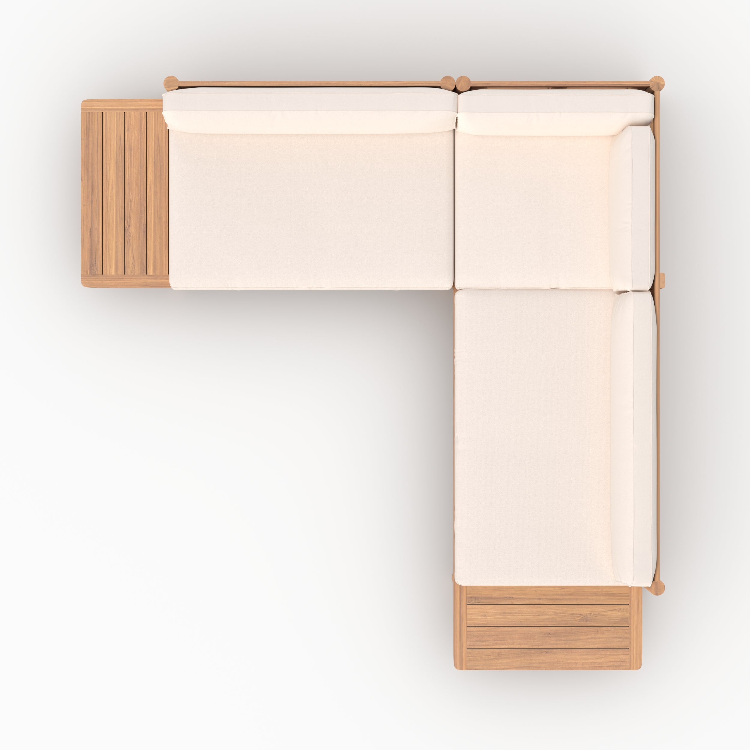 Salon de jardin Nadila 4 personnes en teck massif et tissu blanc