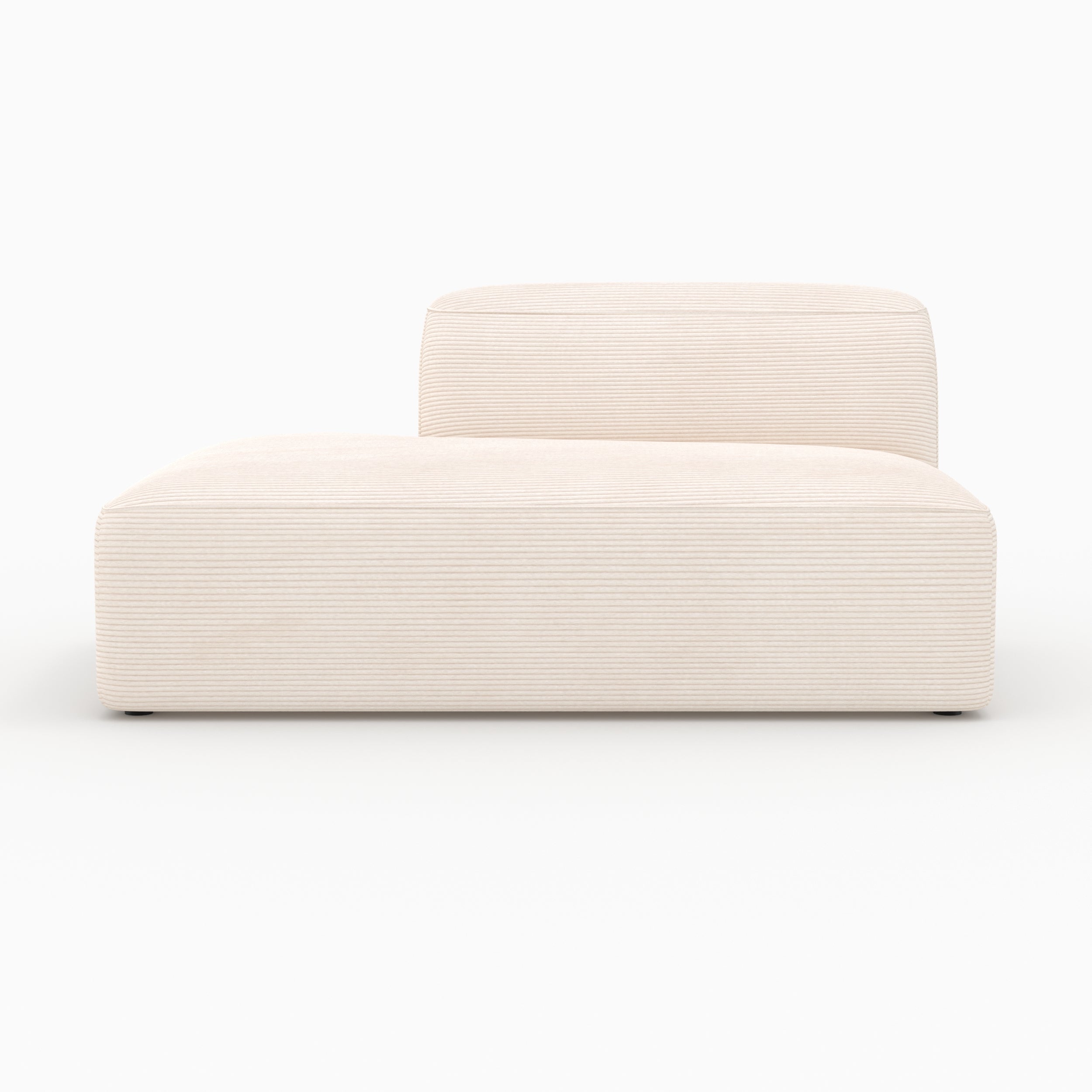 Canapé modulable Mina en velours côtelé blanc 4 places avec 2 poufs