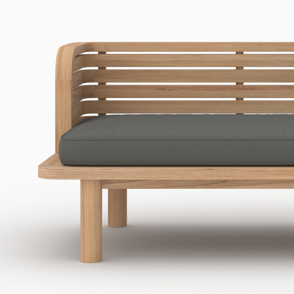 Salon de jardin Kilda 2 places en teck et tissu gris, canapé