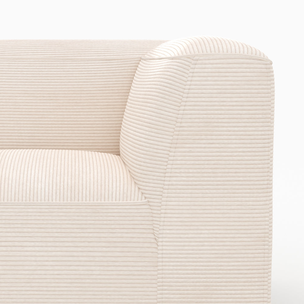 Canapé modulable Mina en velours blanc 2 places avec pouf