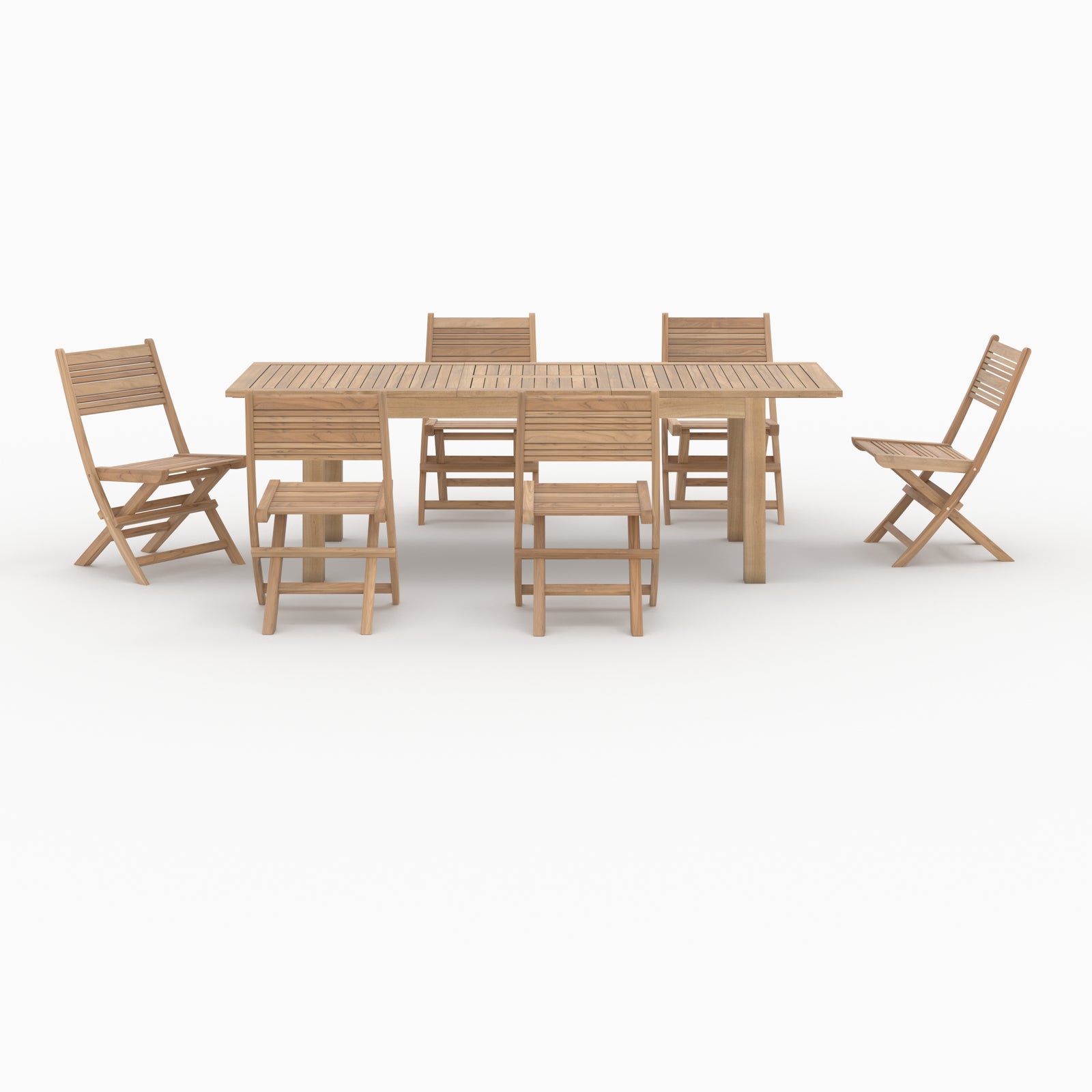 ensemble table et chaise de jardin nido 6 personnes en bois de teck fond beige