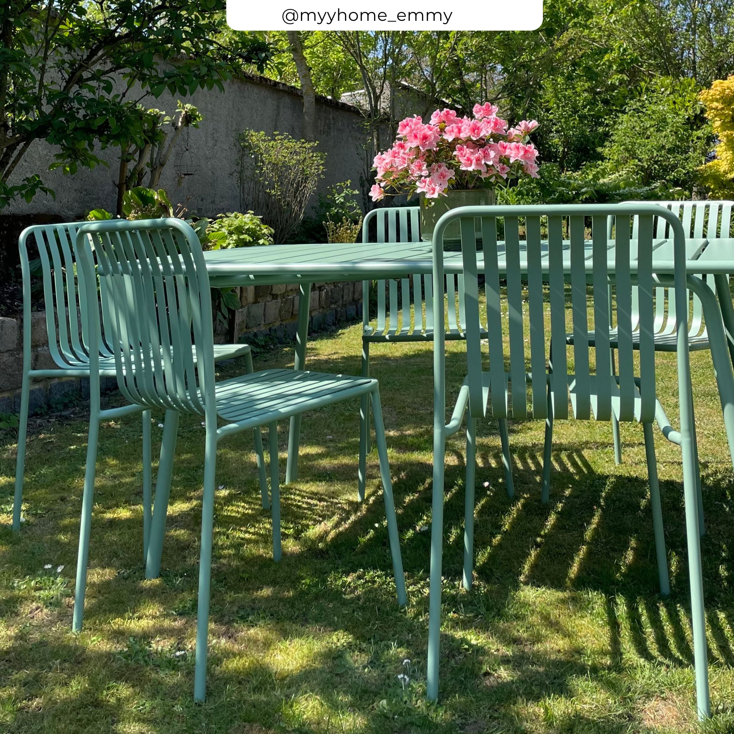ensemble table et chaise verte yumi 6 personnes