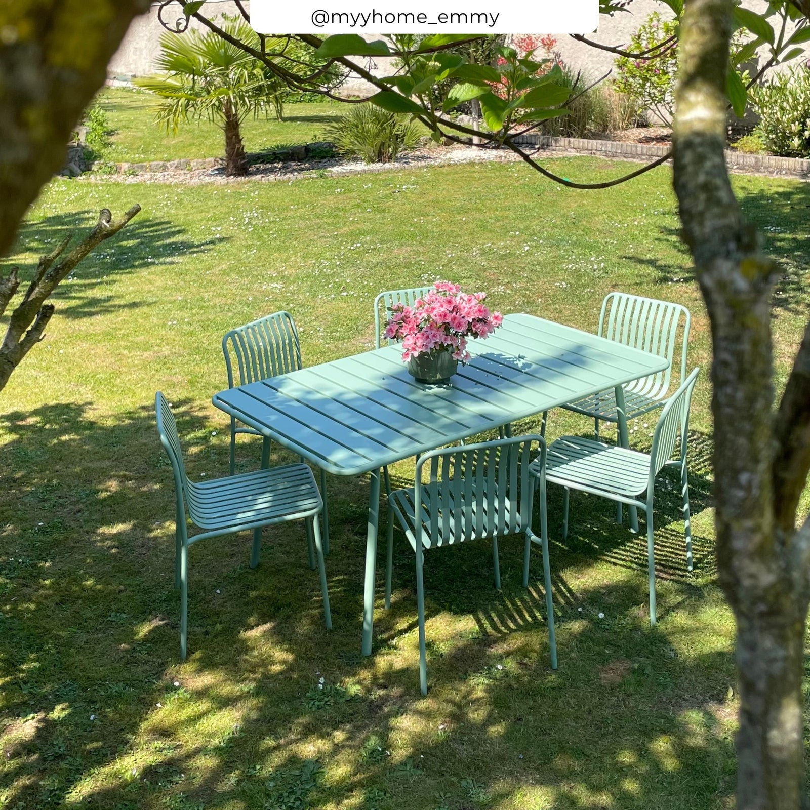 ensemble table et chaise verte yumi 6 places