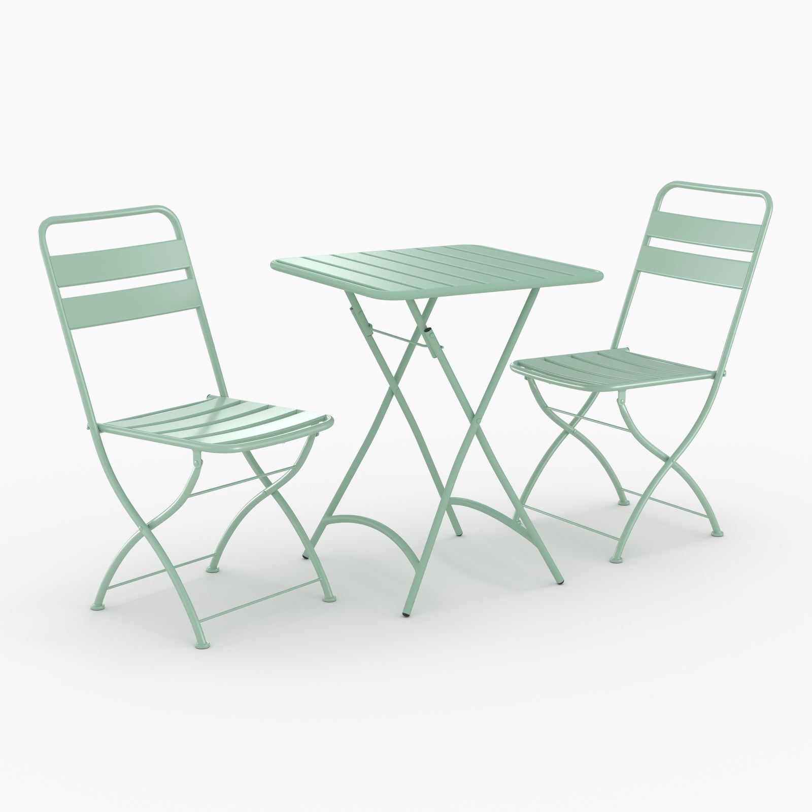 ensemble table et chaises de jardin 2 places en metal vert yumi