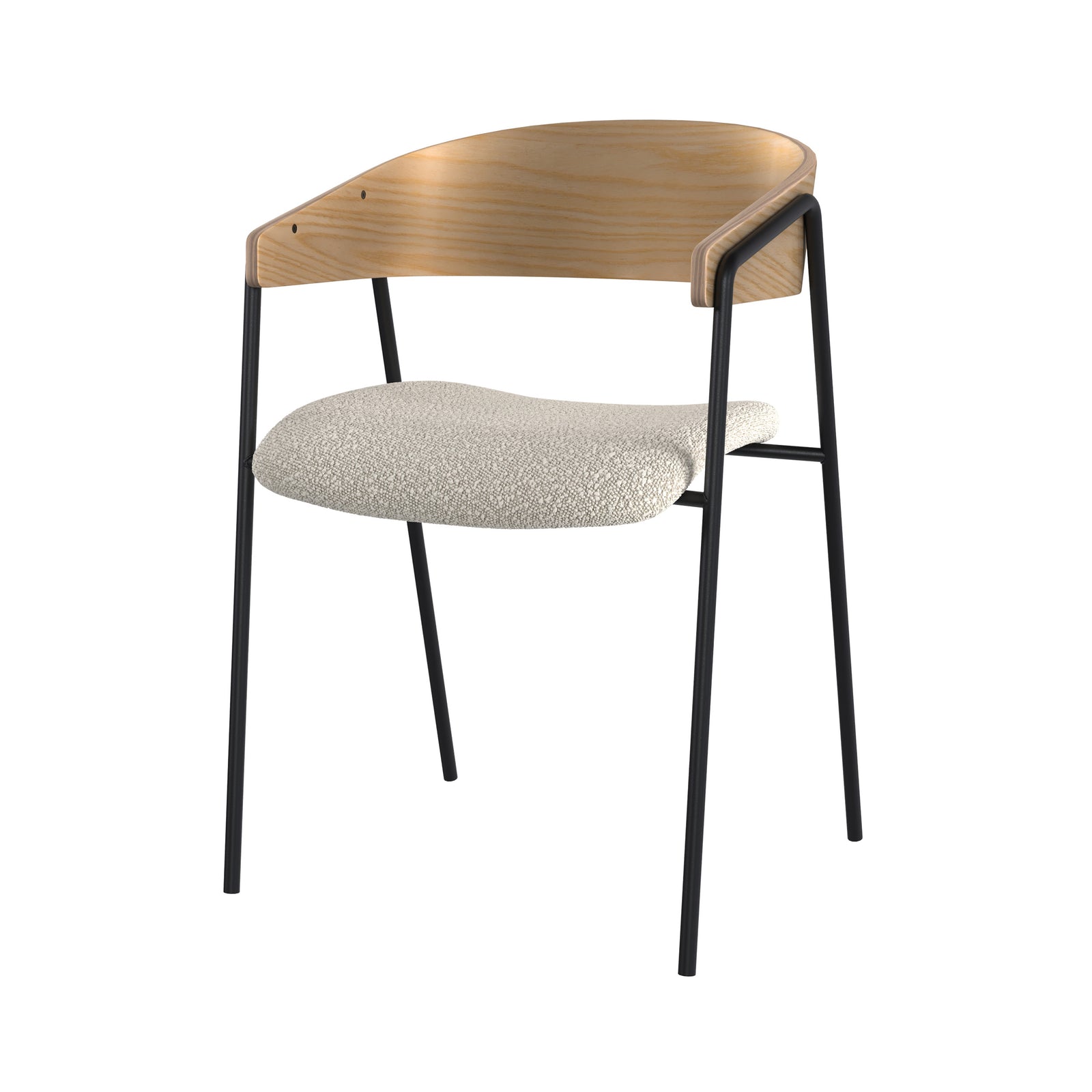 esmee chaise en tissu boucle blanc et bois de chene lot de 2