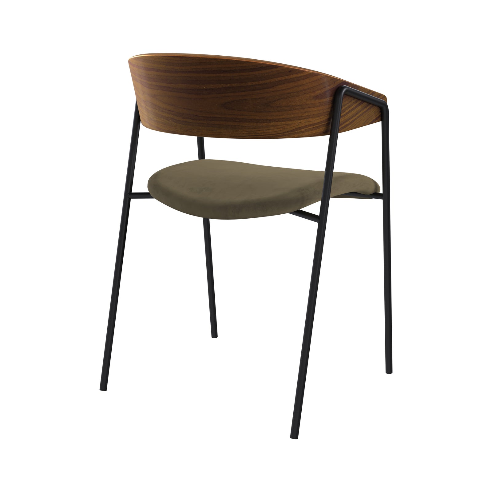 esmee chaise en velours vert kaki et bois de noyer lot de 2