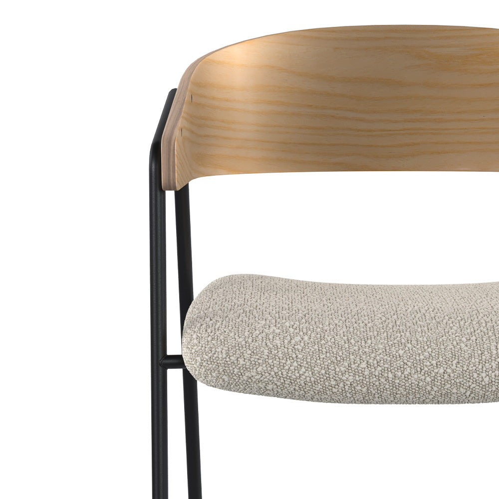 esmee chaise tissu boucle blanc bois de chene lot de 2