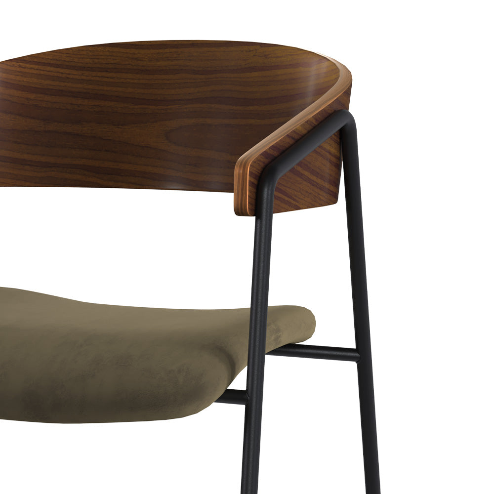 esmee chaise velours vert kaki bois de noyer lot de 2