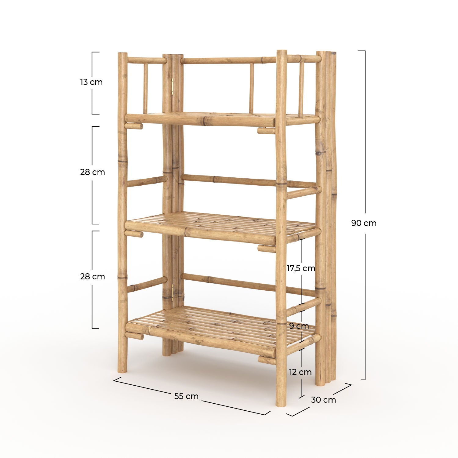 Scaffale rettangolare pieghevole Bami in bambù
