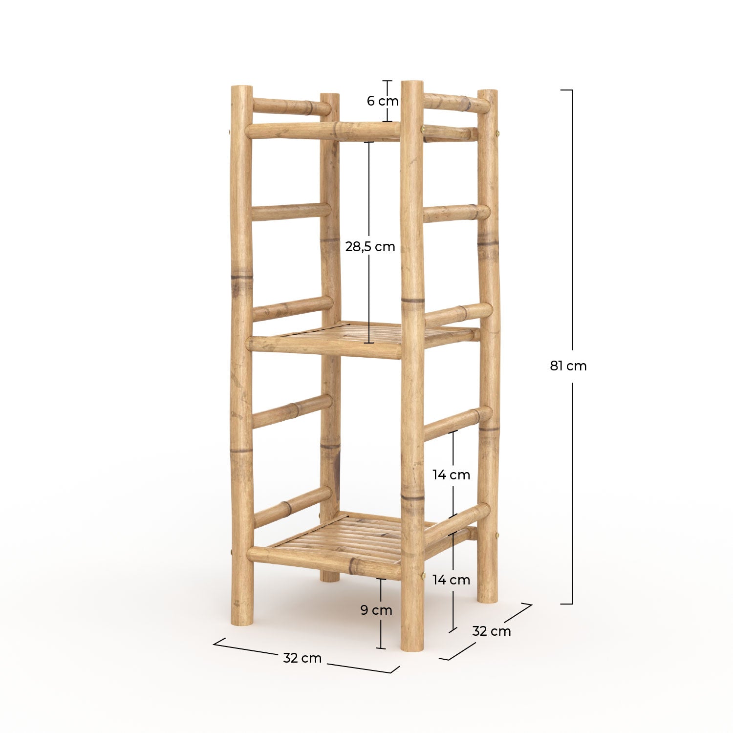 Mensola Bami in bambù, 3 livelli