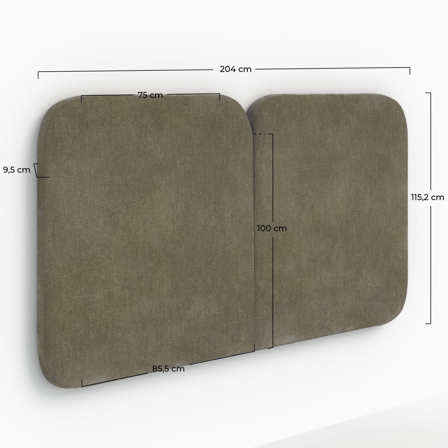 Tête de lit Etna en tissu vert olive 160 cm