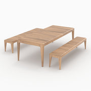 Table et bancs de jardin Nonza en bois de teck recyclé 10 personnes