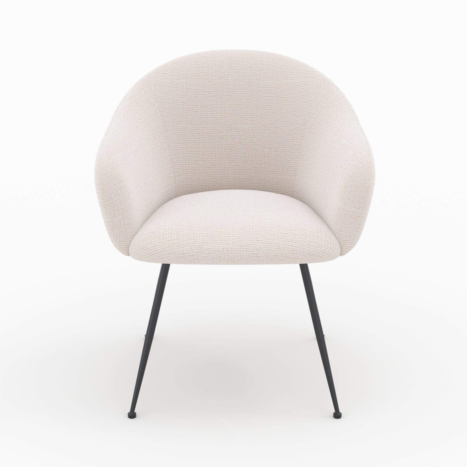 fauetuil en tissu blanc chine pieds fins noirs asocky accoudoirs