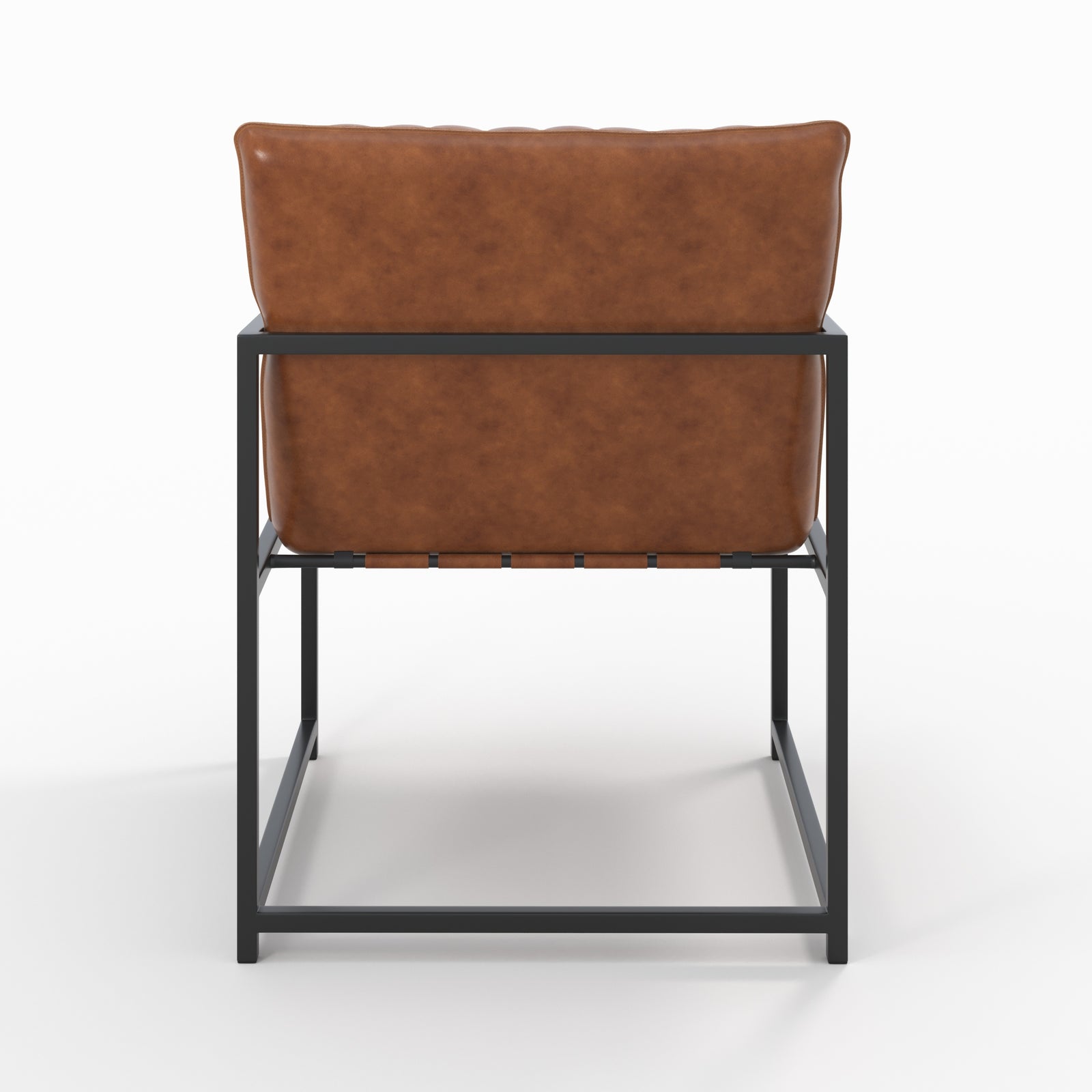 fauteuil armand cuir marron et peids metal noir