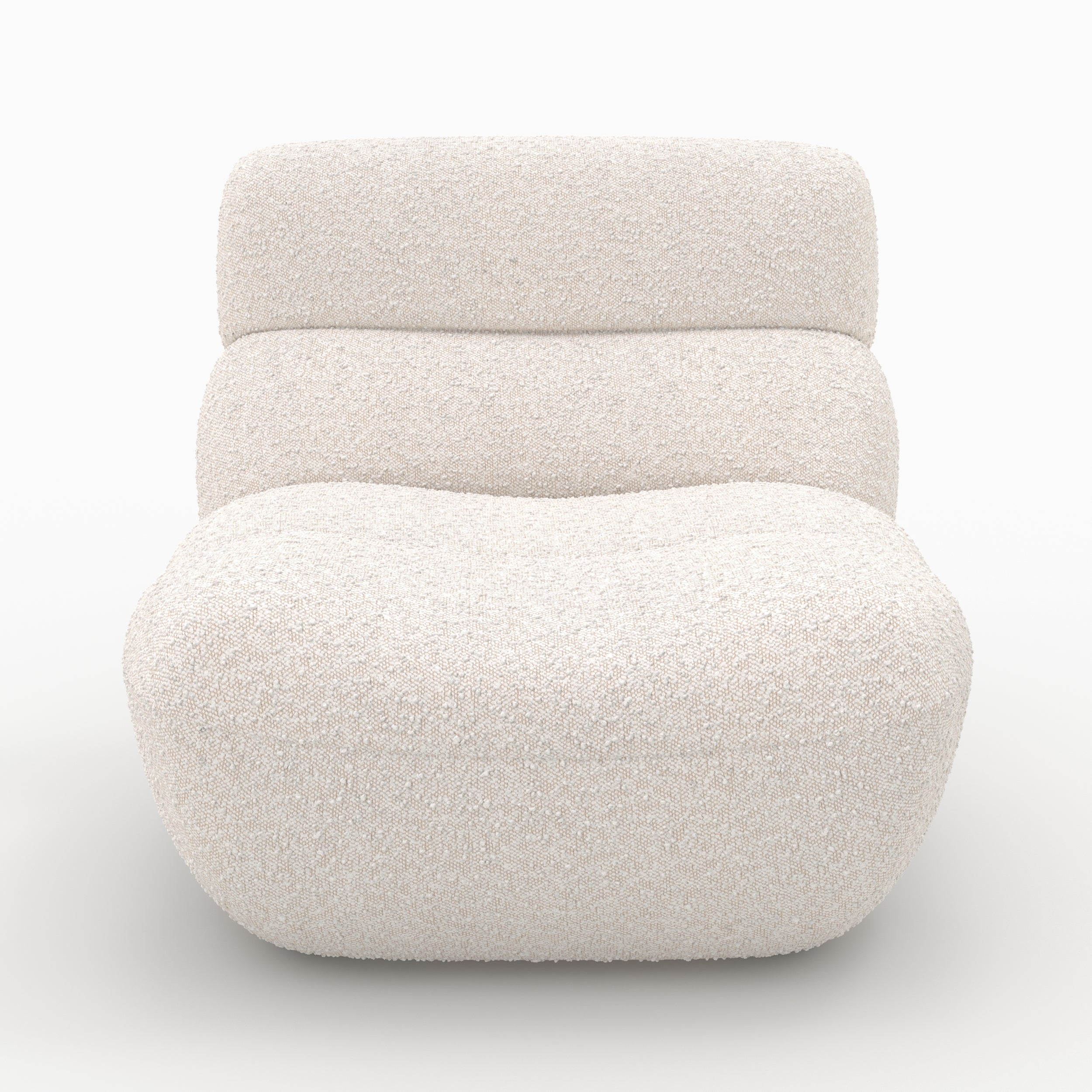 Ensemble fauteuil et pouf Teddy en tissu bouclé blanc