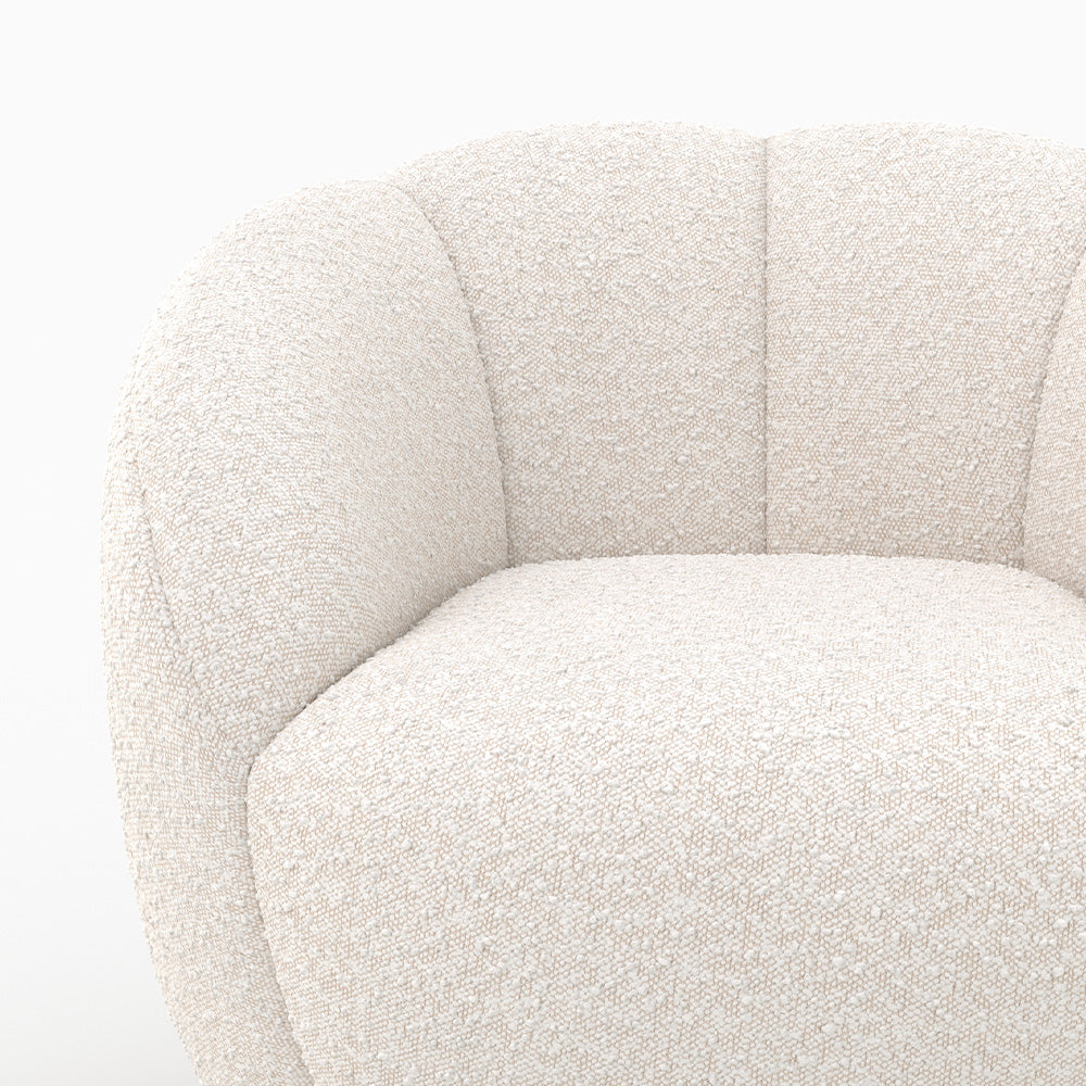 Fauteuil Ysé en tissu bouclé blanc