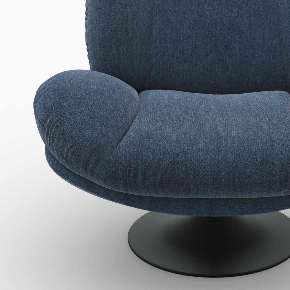 Fauteuil Ricci pivotant en tissu effet velours bleu foncé