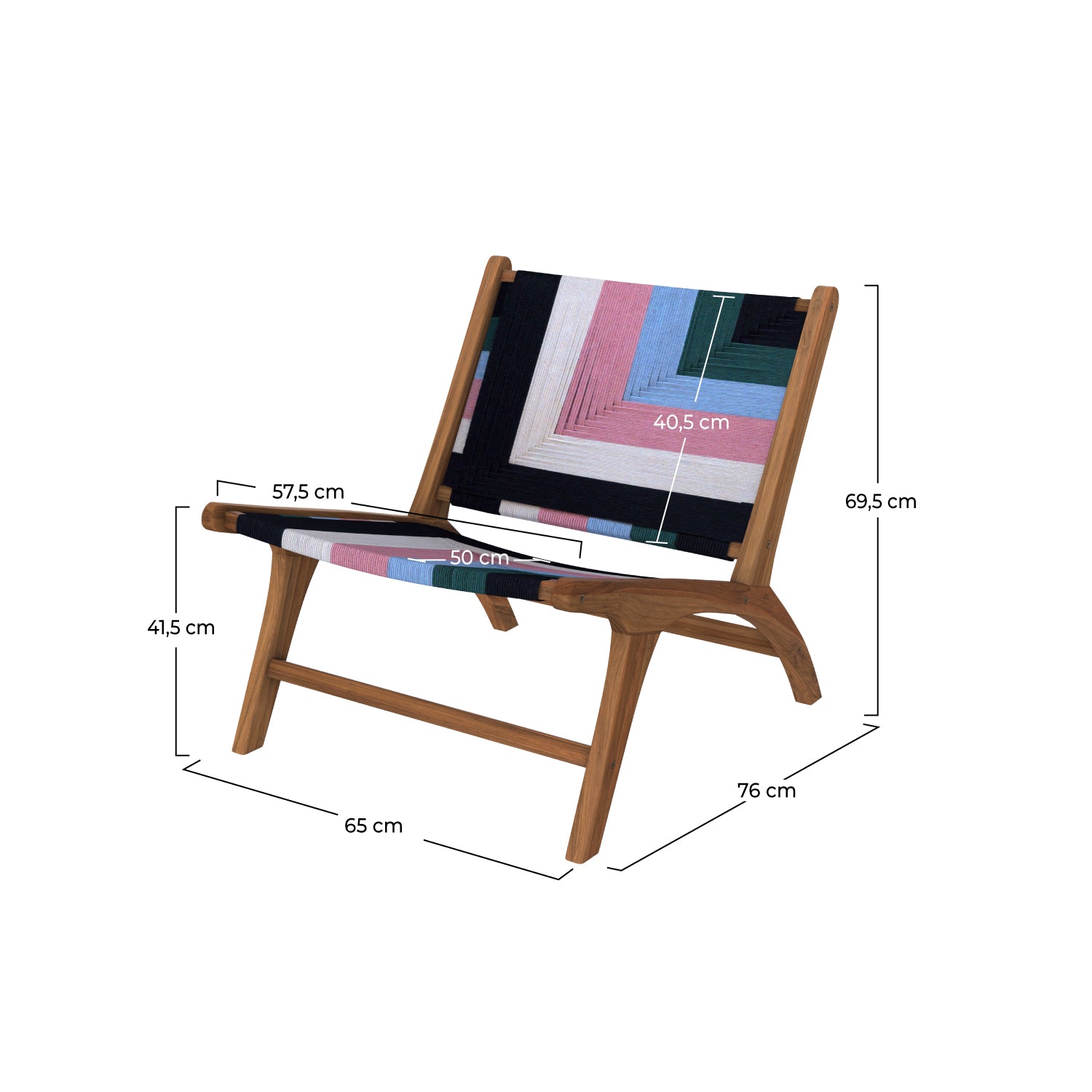fauteuil callie multicolore laine tress_e et bois de teck