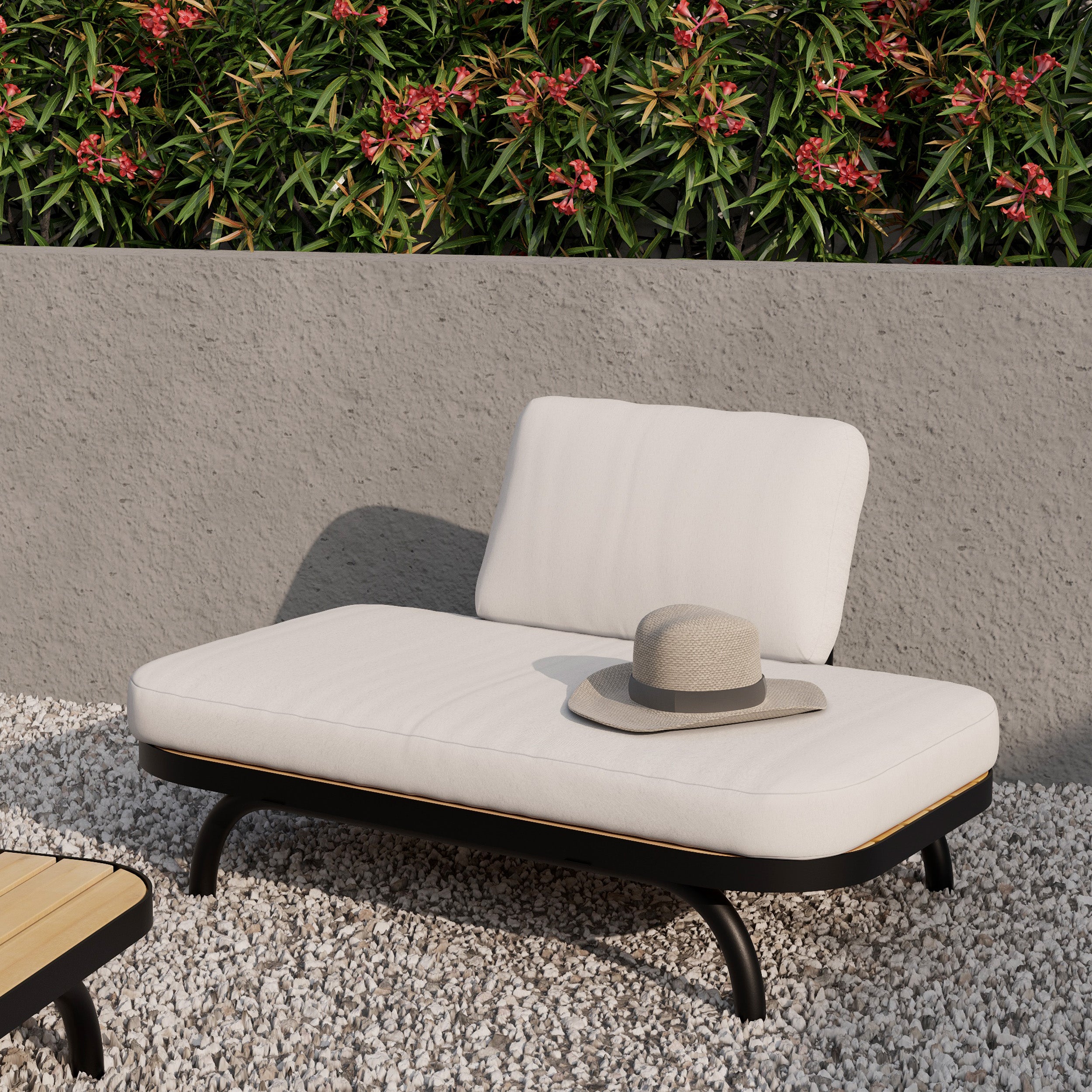 fauteuil de jardin blanc casse 2 places pieds metal noir focus
