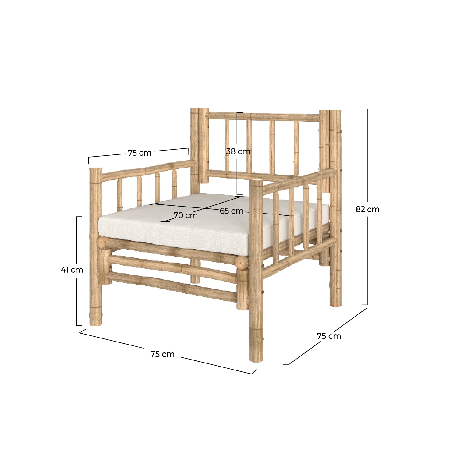 fauteuil de jardin en bambou naturel vadella