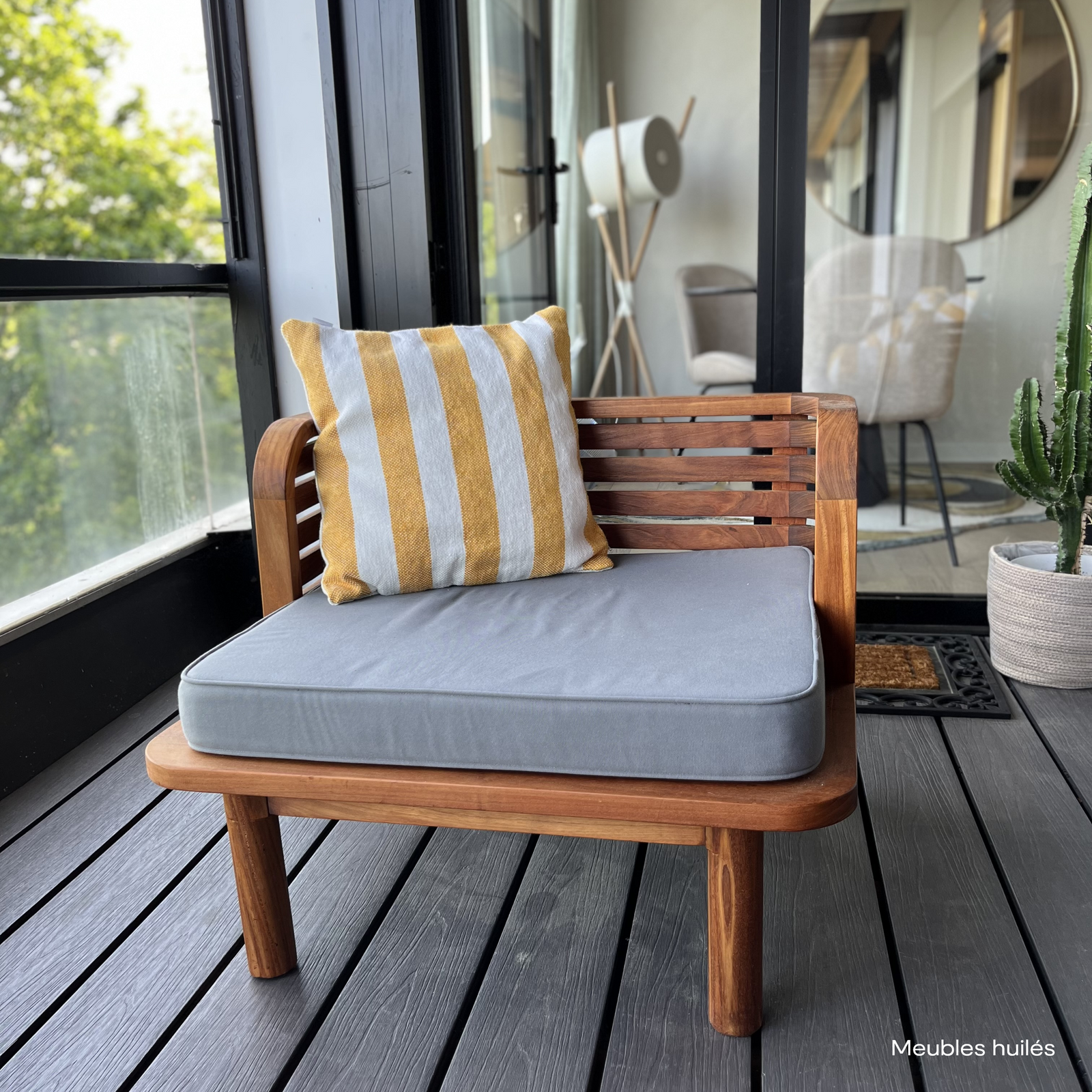 fauteuil de jardin en bois et tissu gris kilda