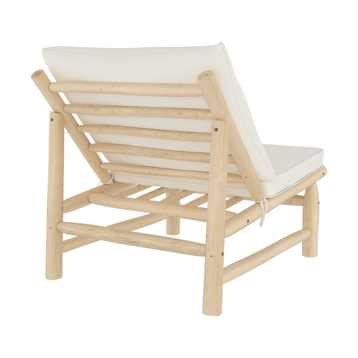 fauteuil de jardin en teck et coussins blancs makam
