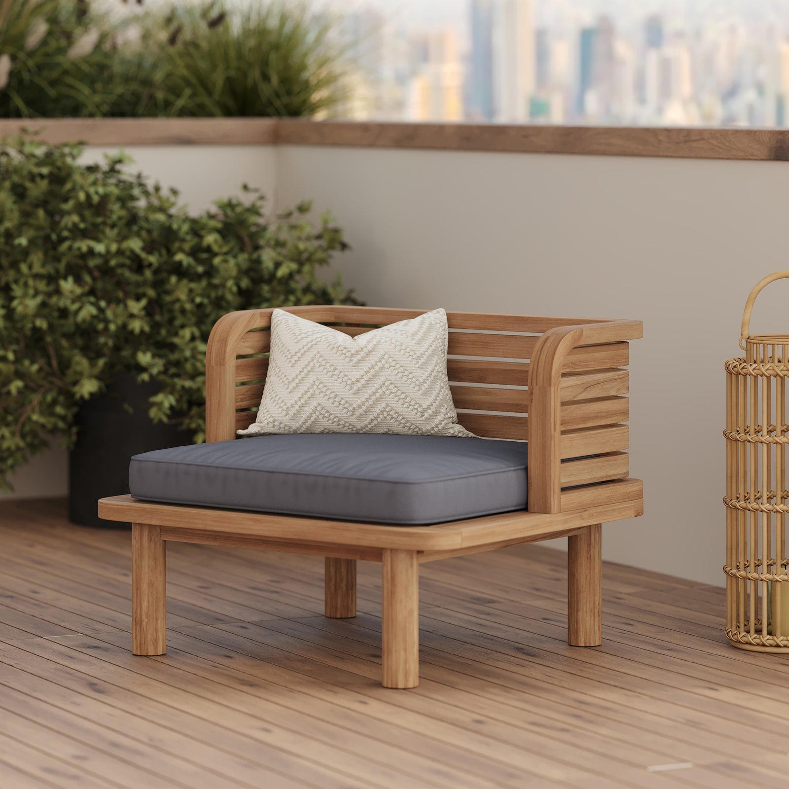 fauteuil de jardin kilda tissu gris bois marron