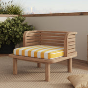 Sillón de jardín Kilda de teca maciza y cojín de rayas amarillas