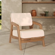 Sillón de jardín Siargao de madera de acacia y tela beige claro
