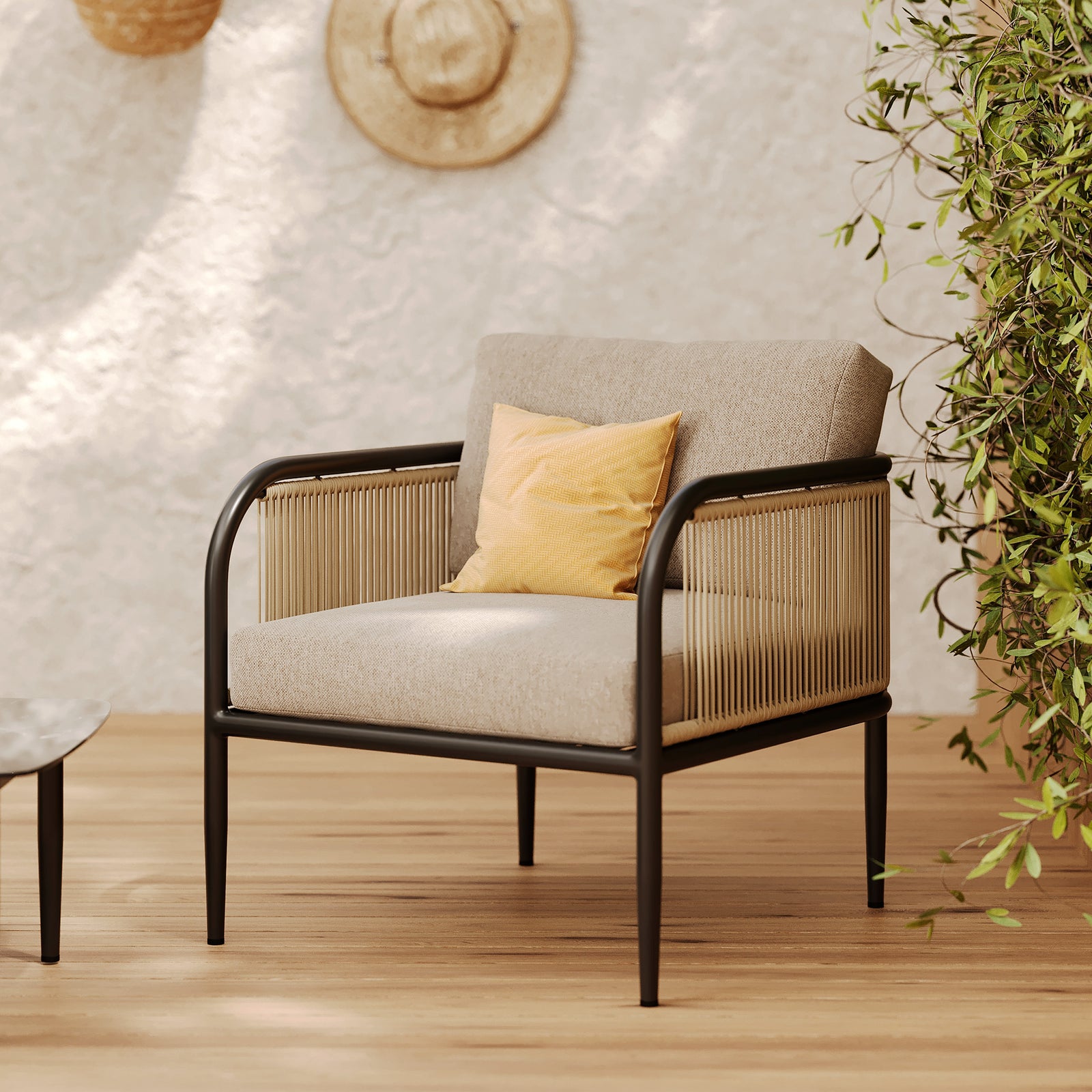 fauteuil de jardin wilo beige metal