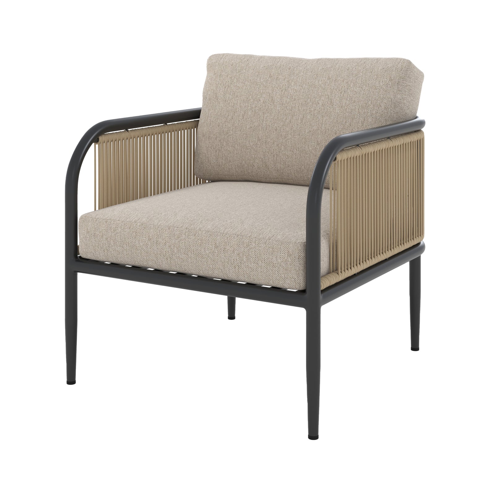 fauteuil de jardin wilo en acier et tissu beige fond beige