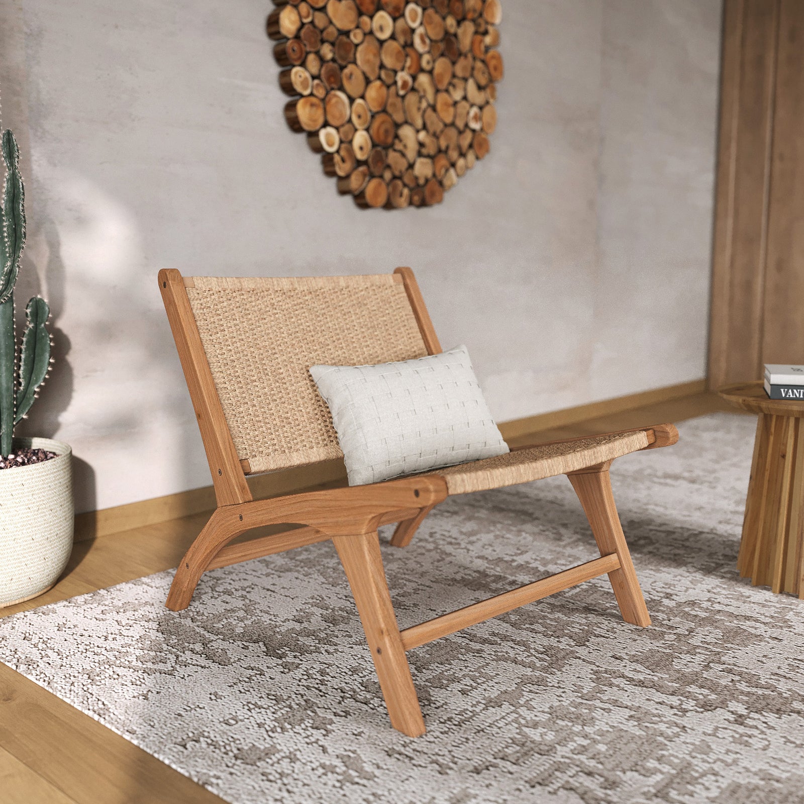 fauteuil en bois de teck et cordage en loom kilka rdv deco