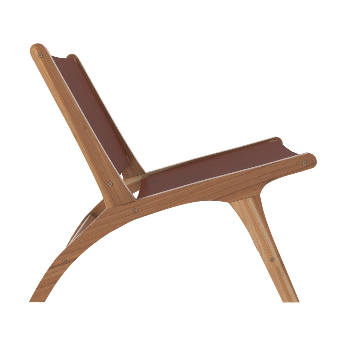 fauteuil en bois de teck et cuir lisse kuna