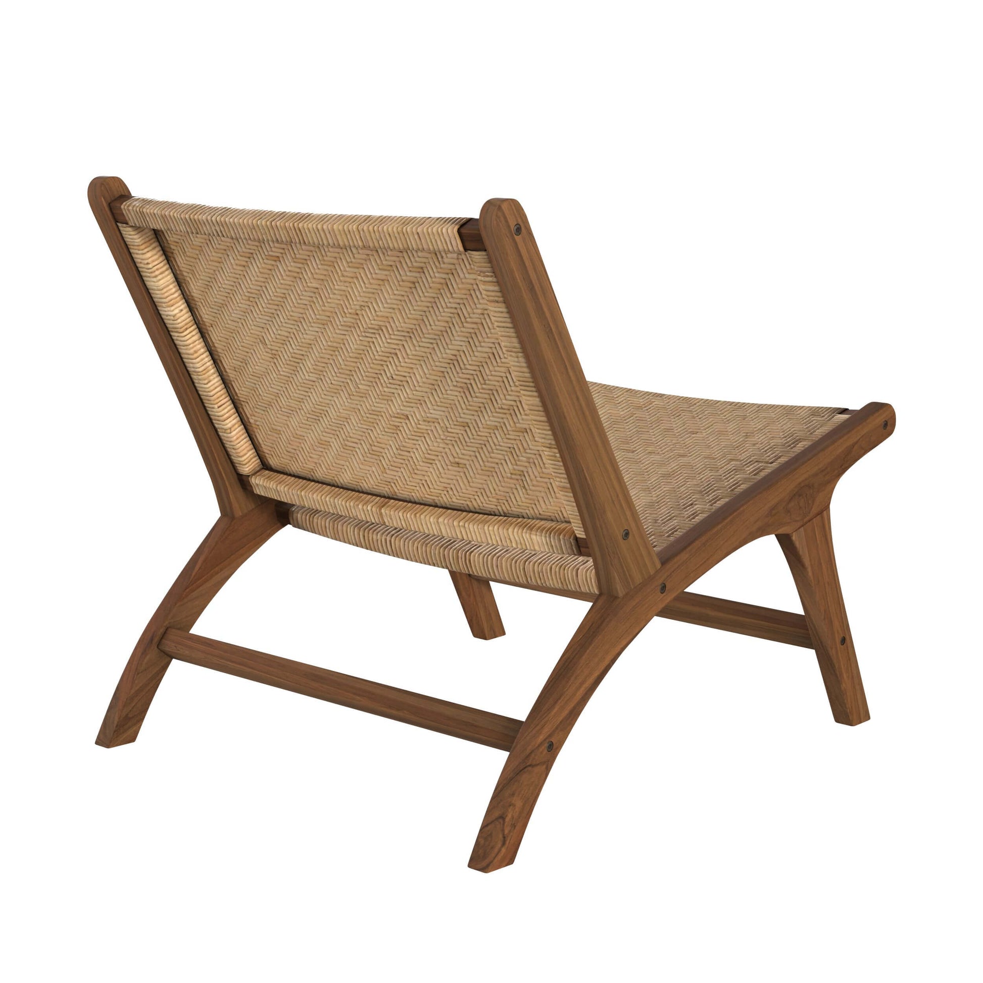 fauteuil en bois de teck kilka tressage chevron en rotin