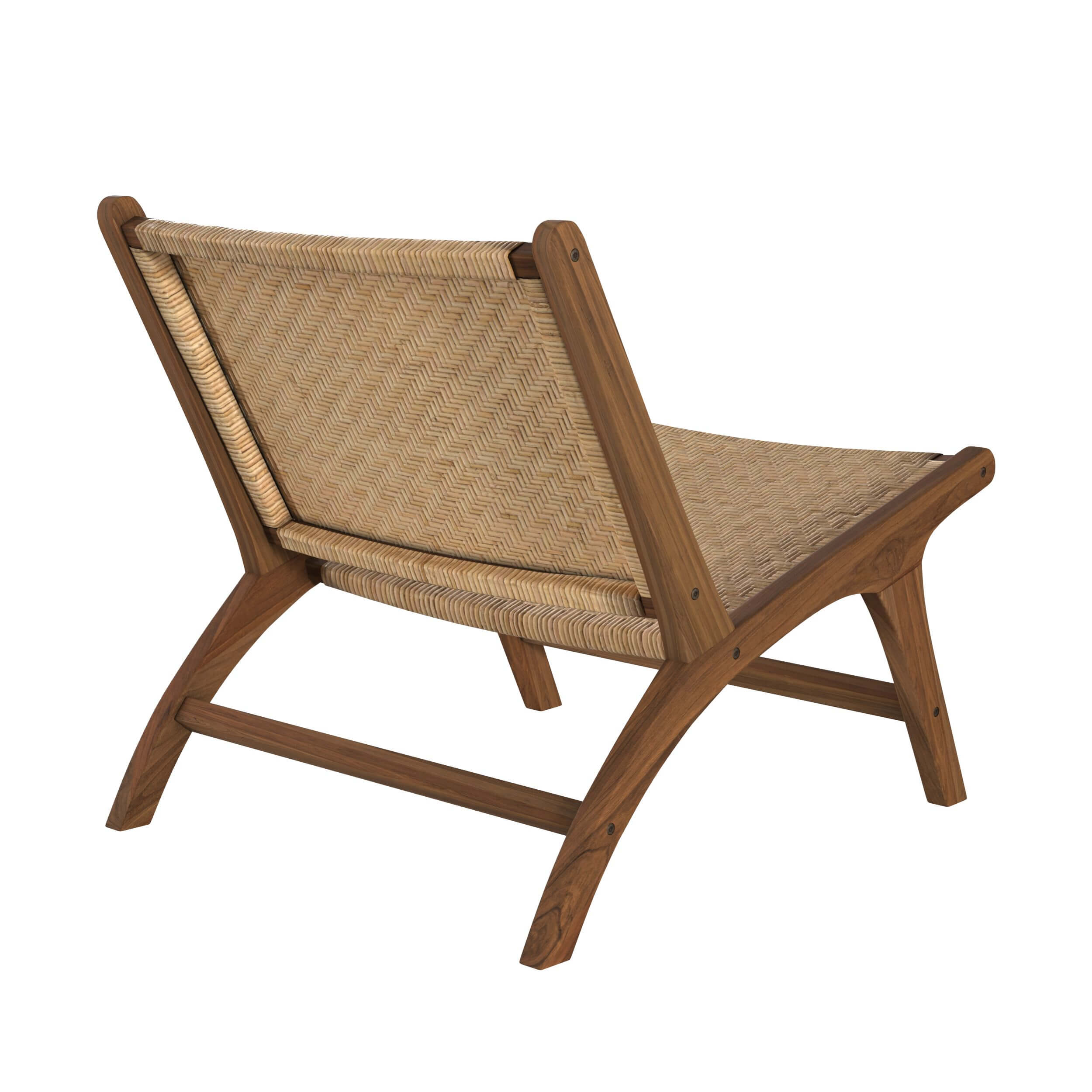 fauteuil en bois de teck kilka tressage chevron en rotin