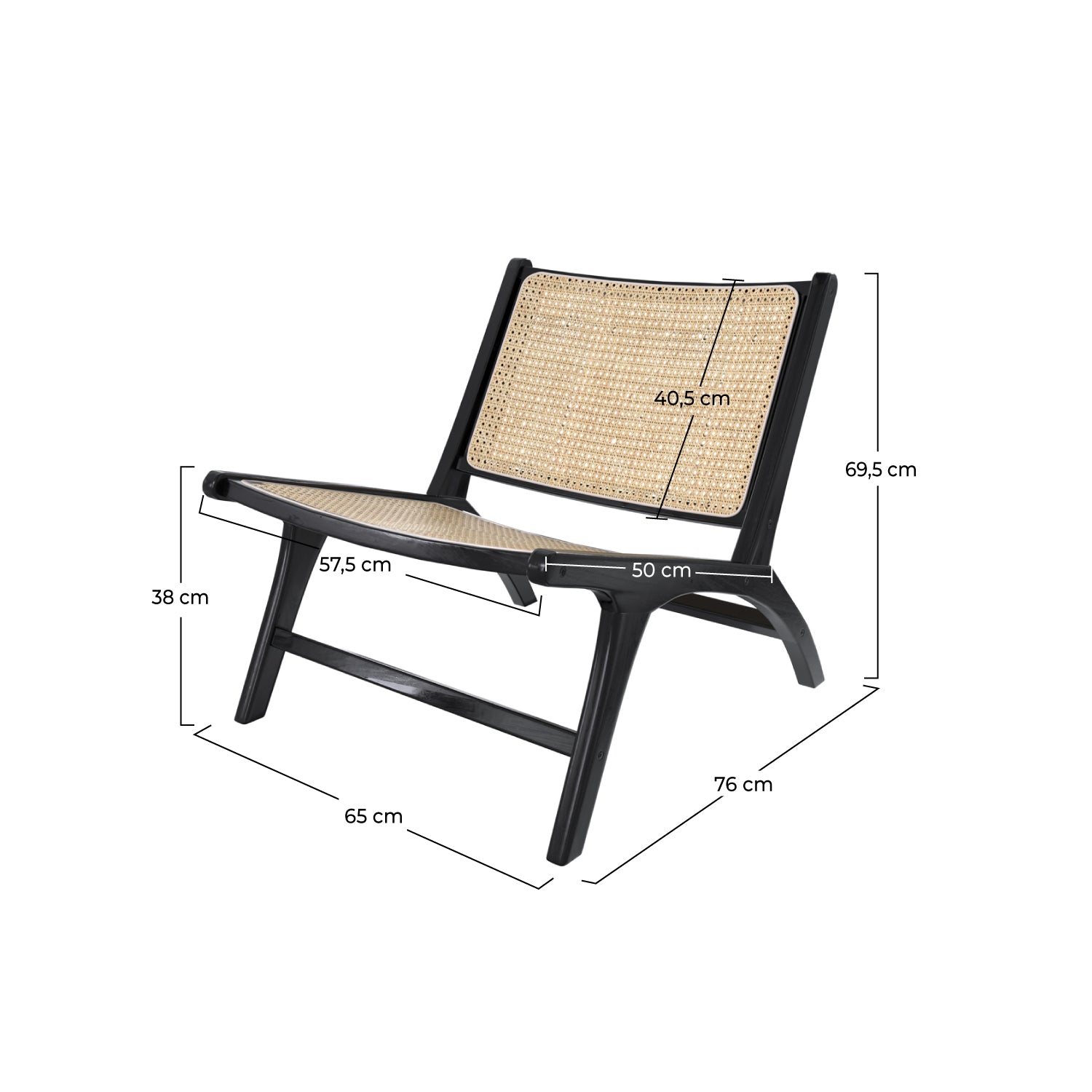 fauteuil en cannage tresse et bois noir